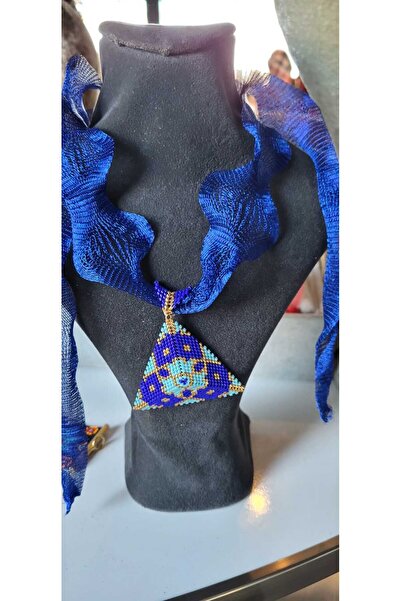 TREND Saks mavisi miyoki uçlu muska kolye