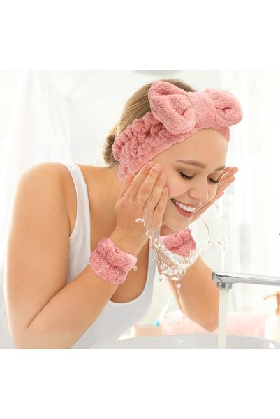 Generic Brand 3-Piece Face Washing Wrist Band Women's Makeup Sports Yoga Spa Hair Band Plush Washing Set Absorbent Moisture-Proof