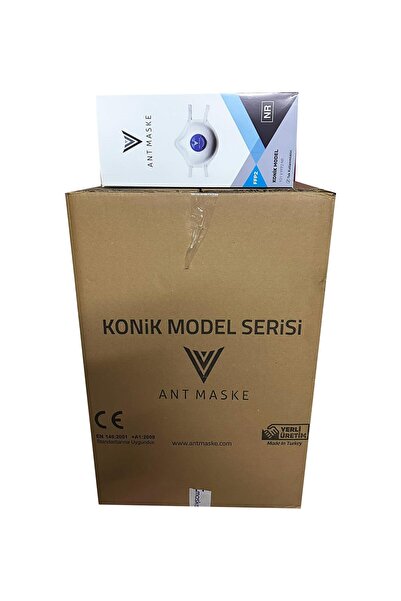 omeyva Ant Beyaz Ventilli FFP2 NR Toz İş Güvenlik Sanayi Boya Konik Maske - 25 Adetlik 18 Paket / Koli