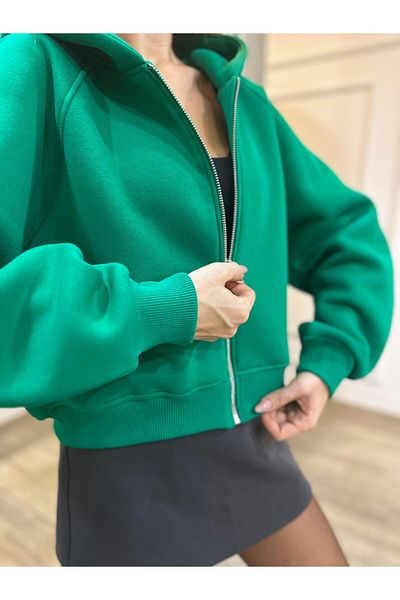 POODLE Women's Short Zippered Hooded Sweatshirt