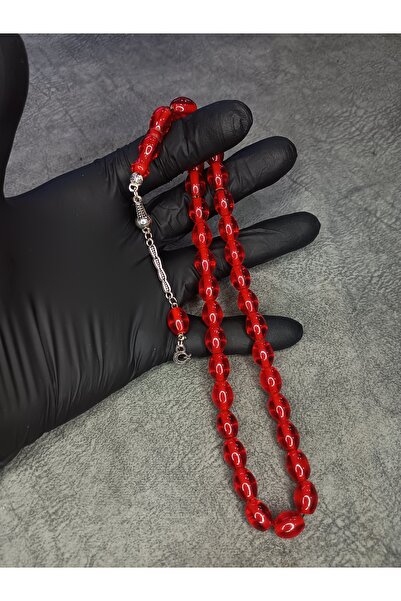 Mos Tespih High End Red Crimped Amber Rosary