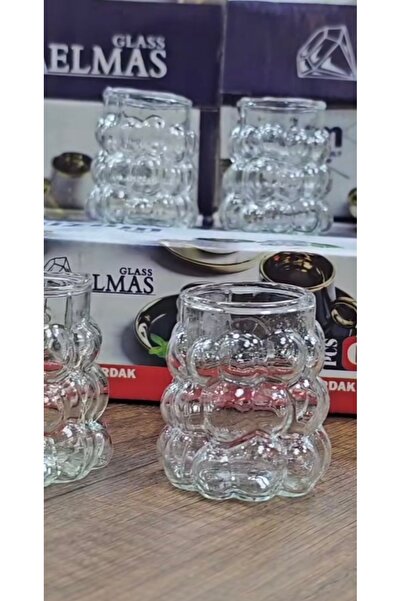 ALMARANDİ 6 Coffee Side Glasses with Grapes 5 cm Borosilicate Heat Resistant Handmade