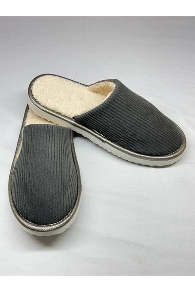 Special Action Unisex Velvet Leather Detailed Eva Non-Slip Sole Comfortable Lightweight Indoor Slippers