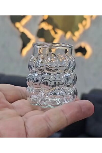 ALMARANDİ 6 Coffee Side Glasses with Grapes 5 cm Borosilicate Heat Resistant Handmade