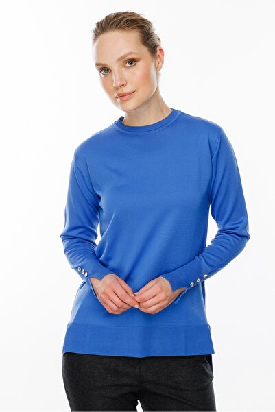 accort Bisiklet Yaka Basic Triko Kazak-indigo