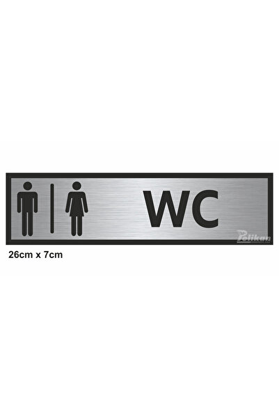 Pelikan Reklam Wc Yazılı Ofis Kapı Yönlendirme Uyarı Tabelası 26x7cm Arkası Yapışkanlı Plk414125