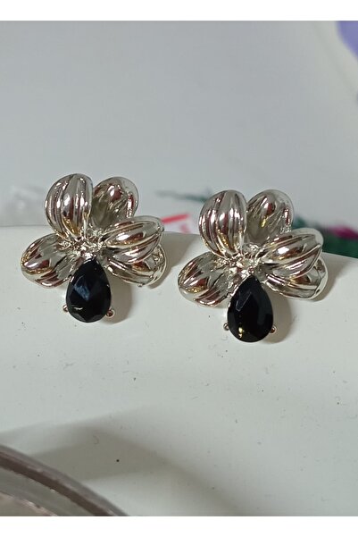 mos&more Silver Black Drop Design Women Earrings