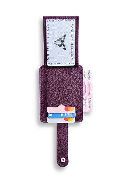 VANİLLA COLLECTİON Unisex Minimal Thin Model Purple Credit Card Holder & Business Card Holder & Wallet & Portfolio