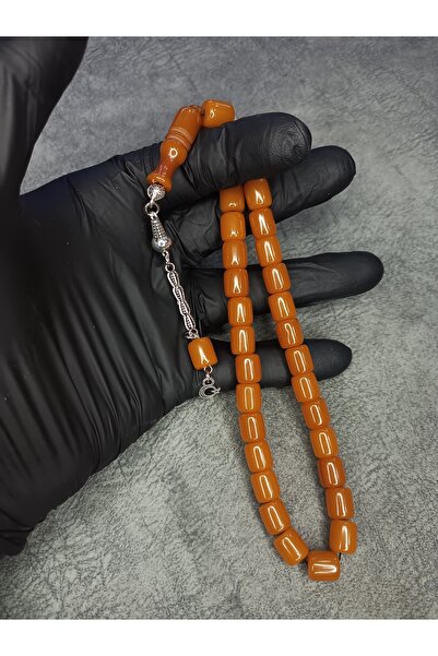 Mos Tespih Turuncu Üst Düzey Sıkma Kehribar Tesbih