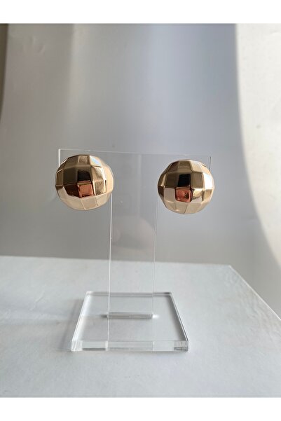 Atelier Licia Düğme Küpe- Altın Kaplama Asimetrik Küpe
