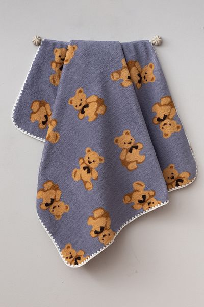 Bebitof Cute Bears Patterned 90X100 cm Plush Baby Blanket