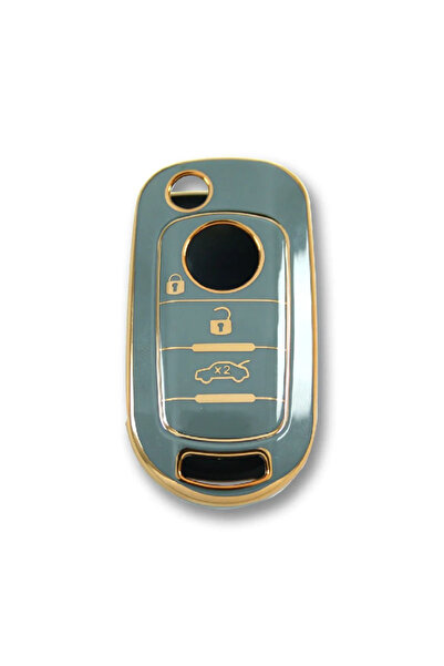 LUXE AKSESUAR Γκρι 3 κουμπιά με θήκη από νανο σιλικόνη για Fiat Egea Switchblade