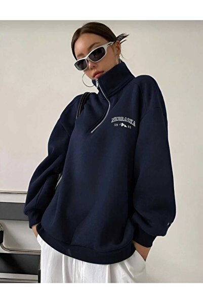 KOZİA OUTDOORS malkoçbey nebraska με στάμπα γιακά με φερμουάρ oversize unisex...