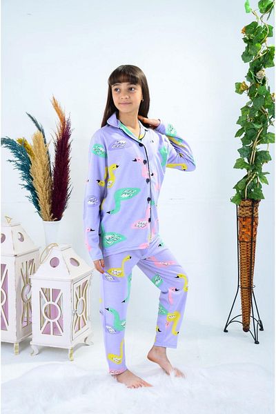 TNY Girl's Pajama Set with Swan Print