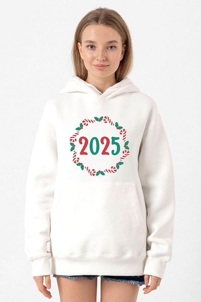 Tshirthane Christmas Holiday Wreath White Women's 3Ip Hooded Sweatshirt