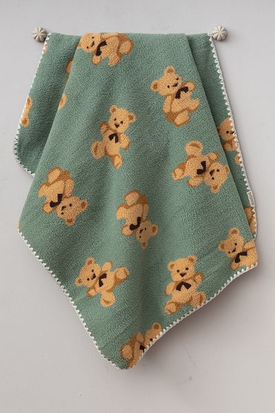 Bebitof Cute Bears Patterned 90X100 cm Plush Baby Blanket