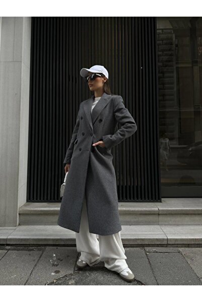 FEMİAS GRİ CEPLİ KRUVAZE UZUN KABAN