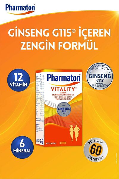Pharmaton Vitality 60 Tablets - 2 Pieces