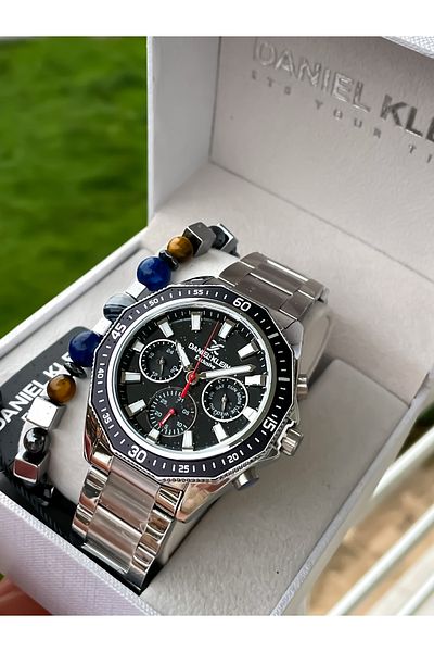 Daniel Klein Men's Wrist Watch - Brand Steel, All Functions Active, Watch+Bracelet Gift