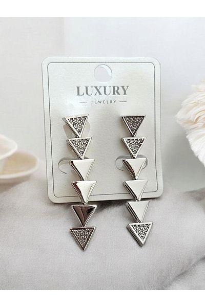 LUXURY مجوهرات Angelcohobi أقراط متدلية على شكل مثلث فضي