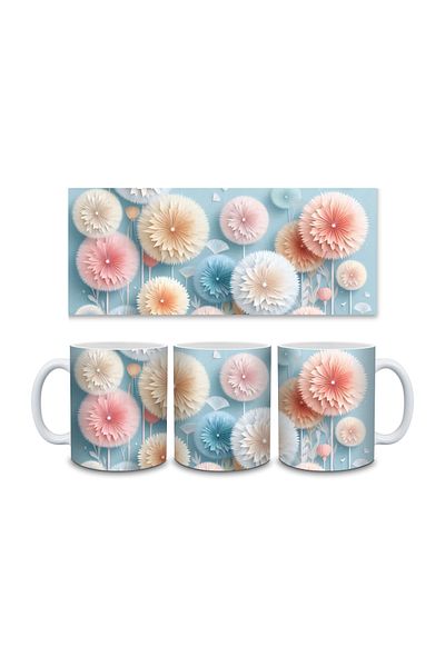 Evion Floral Pattern 3D Print Porcelain Mug Mug - Gift Mug - Printed Mug