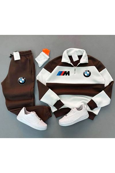 TEXTURA New Season Bmw m Power Patterned - Half Zipper Sweatpants Set 3 Thread