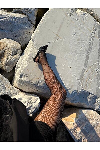 MONVUER VOLANA SİYAH AY DESENLİ KADIN FİLE KÜLOTLU ÇORAP