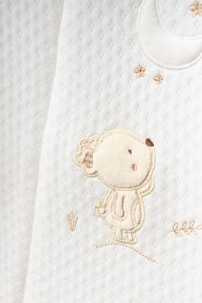 Bebitof Cute Moon and Teddy Bear Patterned Cotton Baby Quilted Romper