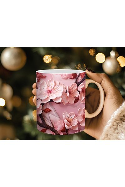 Evion Floral Pattern 3D Print Porcelain Mug Mug - Gift Mug - Printed Mug