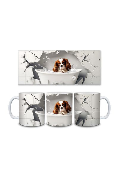 Evion Dog in a Tub 3D Porcelain Mug - Gift Mug - Printed Mug