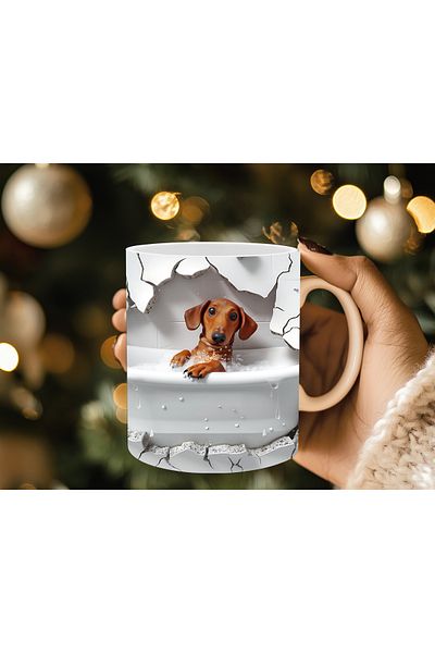 Evion Dog in a Tub 3D Porcelain Mug - Gift Mug - Printed Mug