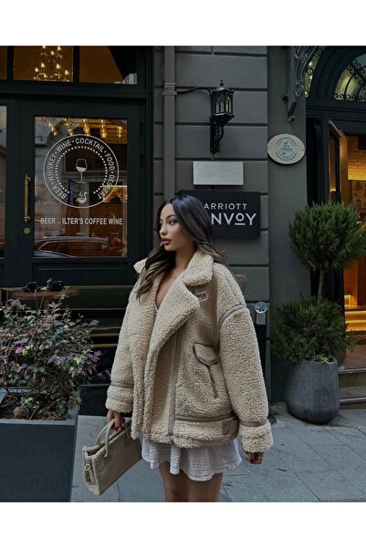 D'RECCY Γυναικείο μπουφάν με επένδυση από γούνα, oversize