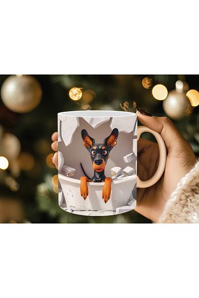 Evion Dog in a Tub 3D Porcelain Mug - Gift Mug - Printed Mug