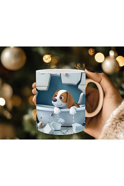 Evion Dog in a Tub 3D Porcelain Mug - Gift Mug - Printed Mug
