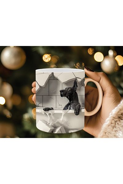 Evion Dog in a Tub 3D Porcelain Mug - Gift Mug - Printed Mug