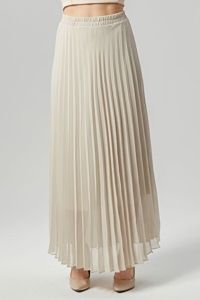 sehatex Φούστα σιφόν με μοτίβο ελαστική μέση με φόδρα Qys