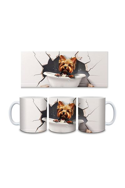 Evion Dog in a Tub 3D Porcelain Mug - Gift Mug - Printed Mug