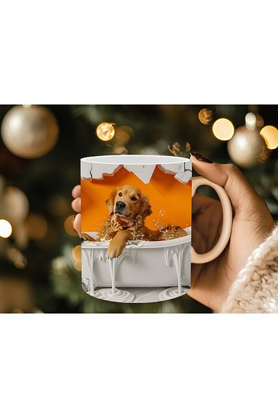 Evion Dog in a Tub 3D Porcelain Mug - Gift Mug - Printed Mug