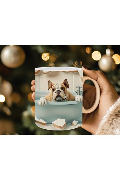 Evion Dog in a Tub 3D Porcelain Mug - Gift Mug - Printed Mug