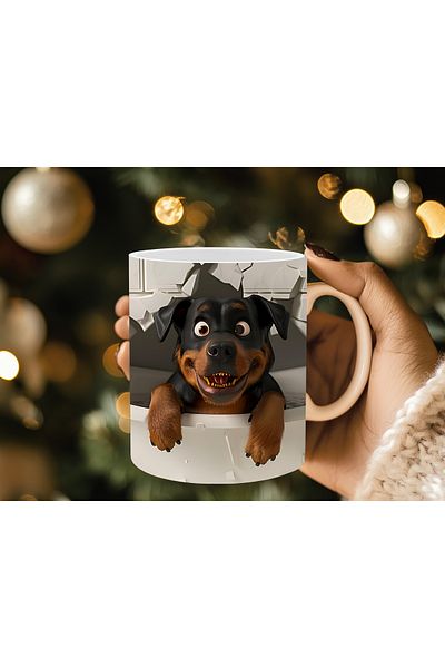 Evion Dog in a Tub 3D Porcelain Mug - Gift Mug - Printed Mug