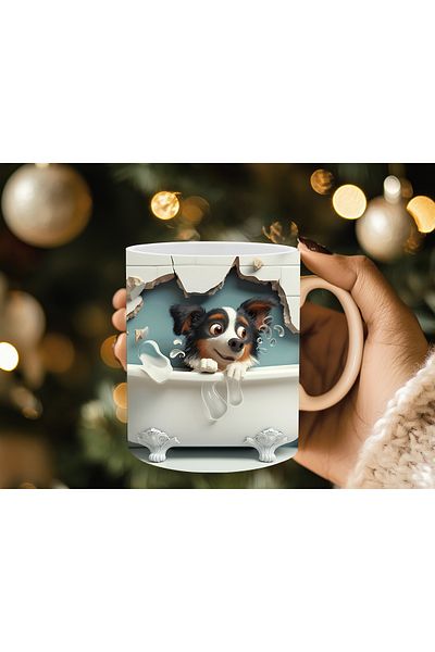 Evion Dog in a Tub 3D Porcelain Mug - Gift Mug - Printed Mug