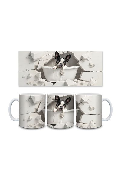 Evion Dog in a Tub 3D Porcelain Mug - Gift Mug - Printed Mug
