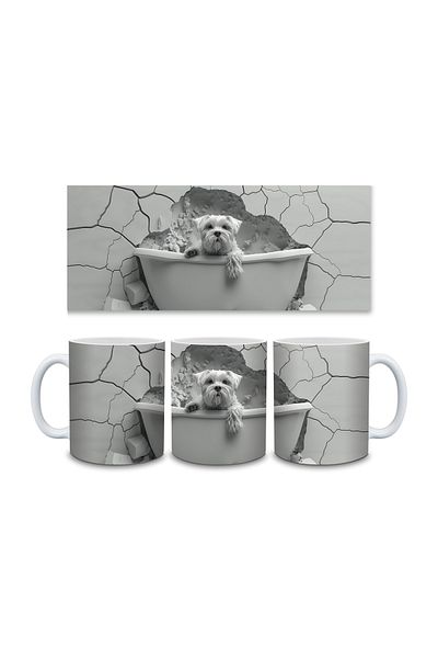 Evion Dog in a Tub 3D Porcelain Mug - Gift Mug - Printed Mug