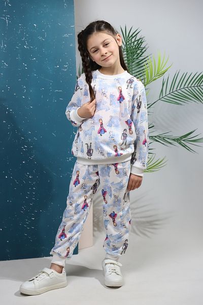 RISTAK Girl's Elsa&Anna Printed Top and Bottom Set