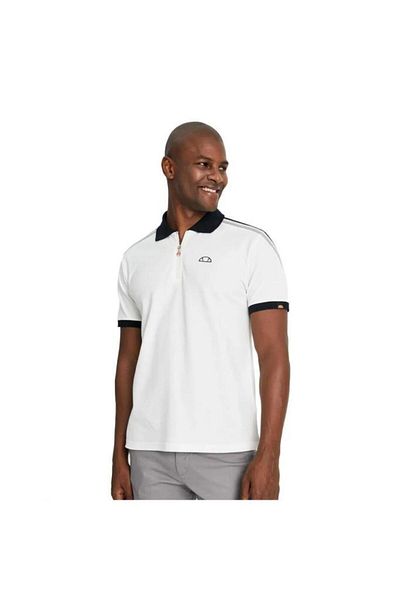 Ellesse Λευκό ανδρικό μπλουζάκι με φερμουάρ με λαιμόκοψη Em169