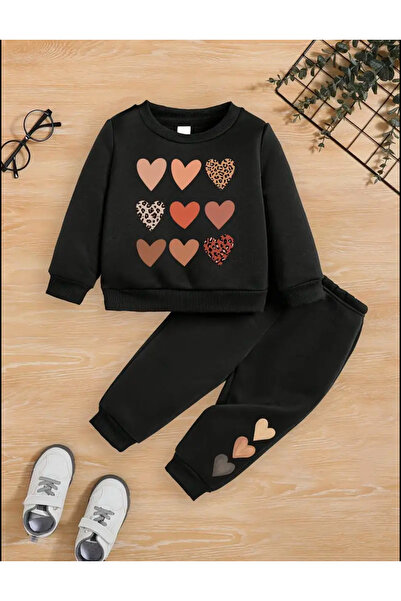 Hamham kids Girl's Heart Printed Bottom Top Suit