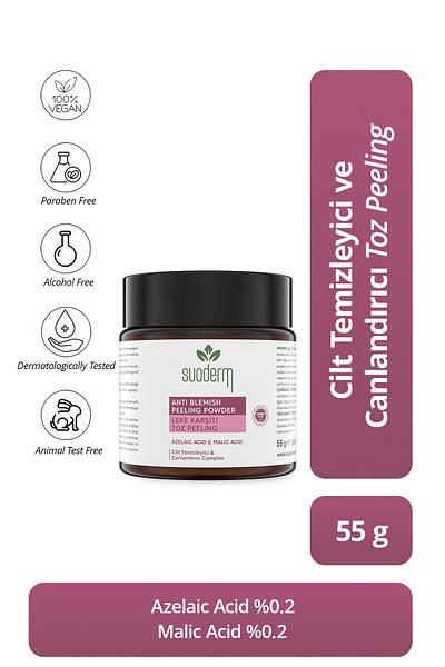 SUODERM Azelaic Acid & Malic Acid - Peeling Anti-Blemish, Skin Cleansing and Revitalizing Enzyme Powder