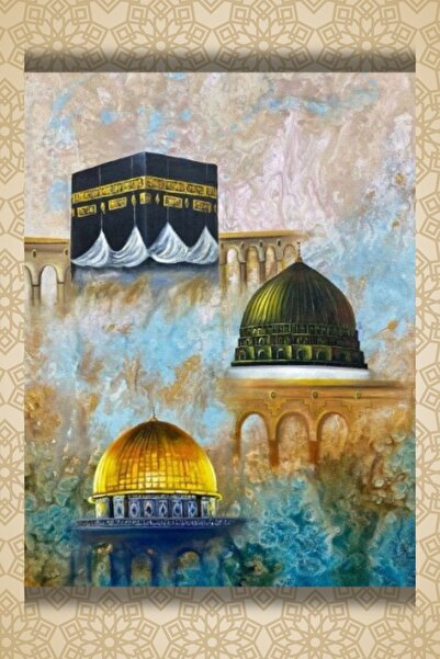 Nod Kâbe, Mescid-i Nebevî, Mescid-i Aksa Mdf Poster, İslami Tablo Modeli, Dini Duvar Süsü