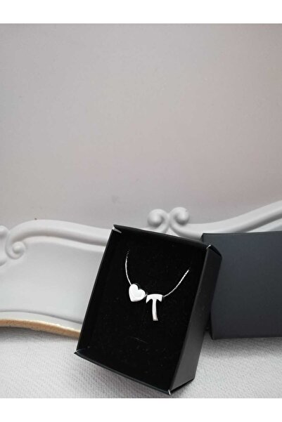 Judas Takı Kadın Silver Çelik Zincirli Kalpli Harf Kolye , Baş Harfli Kolye