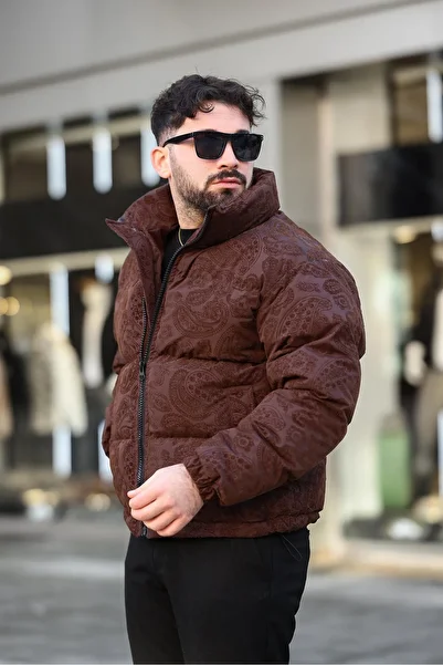 MİS MODA Men Flock Printed Inflatable Coat